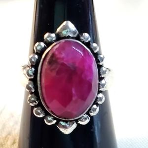 NEW Orientel Rubyvnatural gemstone Ring Size 8.   .925 overlay